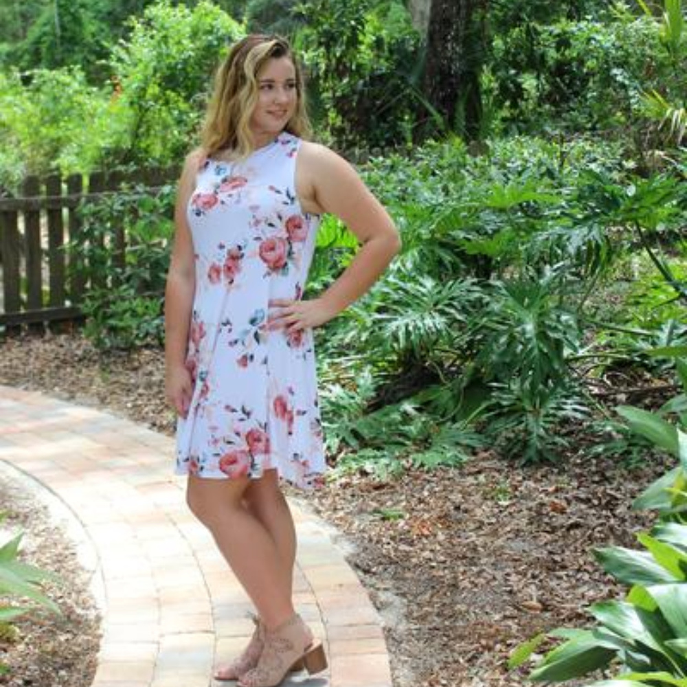 Causal Dress with rose print
